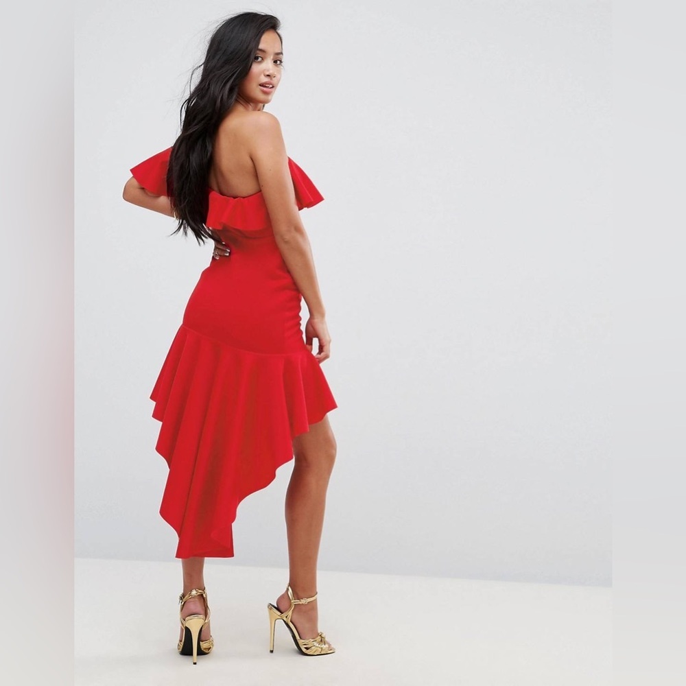 ASOS Scuba One Shoulder Bodycon Dress with Dip Hem
